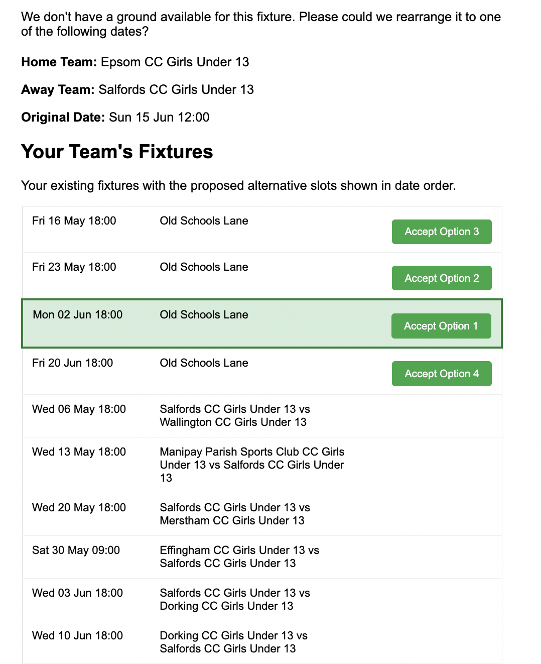 Fixture Rescheduling